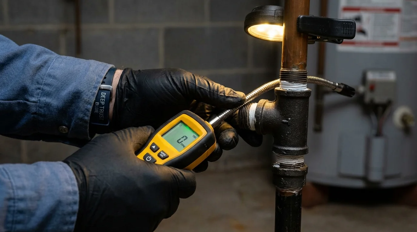 Gas leak detection with electronic sniffer by Johns Plumbing LLC in Luck