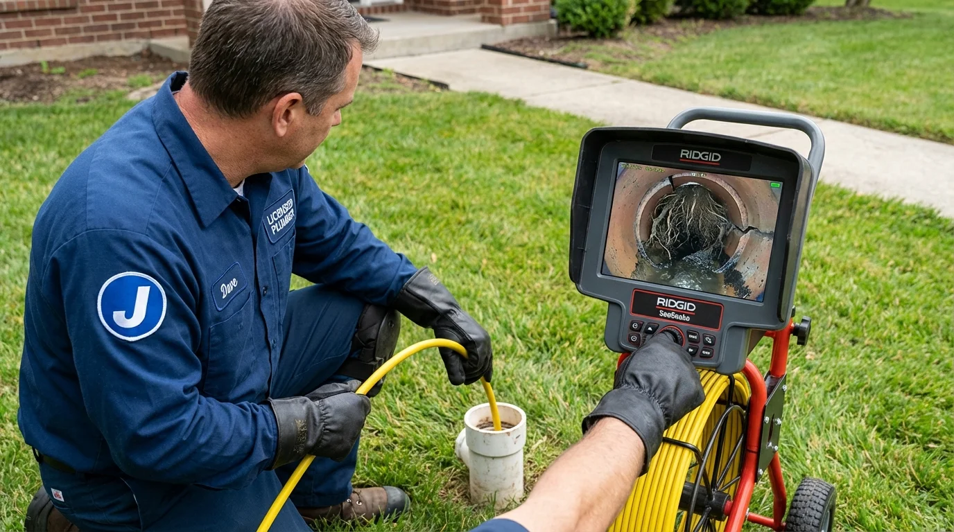 Sewer camera inspection being performed by Johns Plumbing LLC in Luck