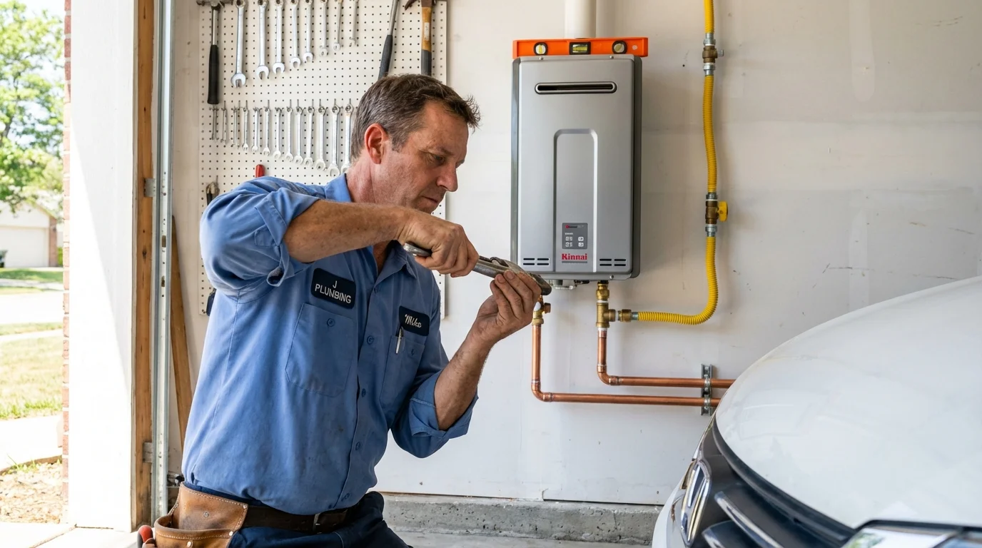 Tankless water heater installation by a Johns Plumbing LLC plumber in Luck